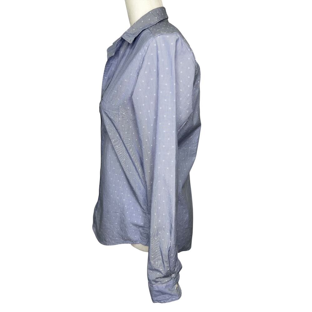 Frank & Elieen Barry Blue Pinstripe Stars Crinkle Button Up Shirt Classic - Picture 3 of 8